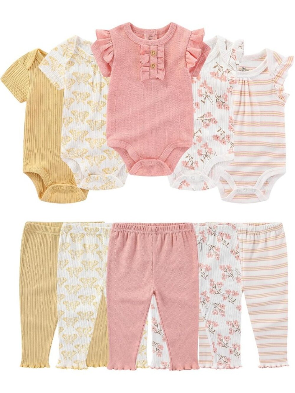 Cotton Ribbed Baby Bodysuit & Pant Set - Cute Infant Girl Outfit, Soft & Comfy